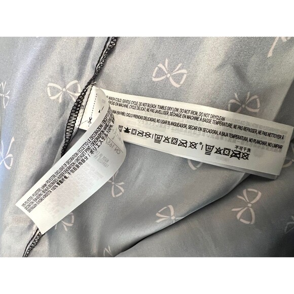 DISNEY Minnie Mouse Satin Kimono Robe Women's S Embroidered Pockets Black Pink - Picture 10 of 11